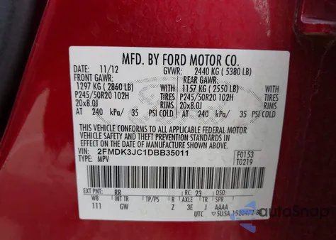 2013 Ford Edge Sel z USA, uszkodzony, nr VIN 2FMDK3JC1DBB35011